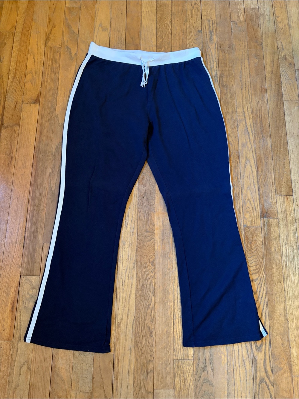 EUC Hanes Stripe Trim Flare Leg Jogger Lounge Pants L